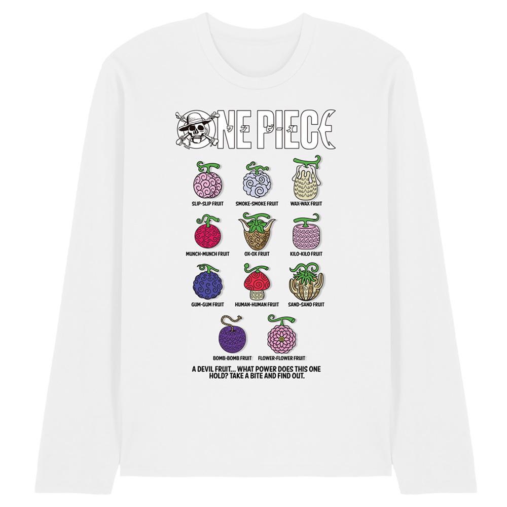 White - Front - One Piece Unisex Adult Devil Fruits Long-Sleeved T-Shirt