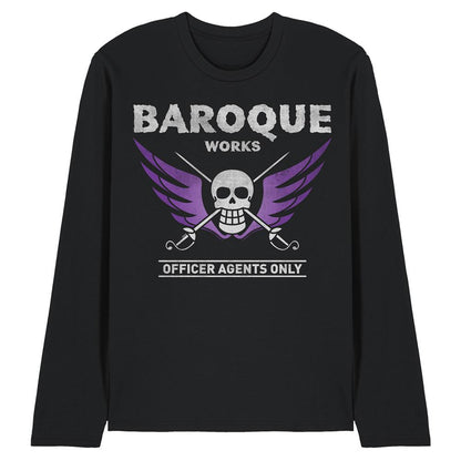 Black - Front - One Piece Unisex Adult Baroque Works Agent Long-Sleeved T-Shirt