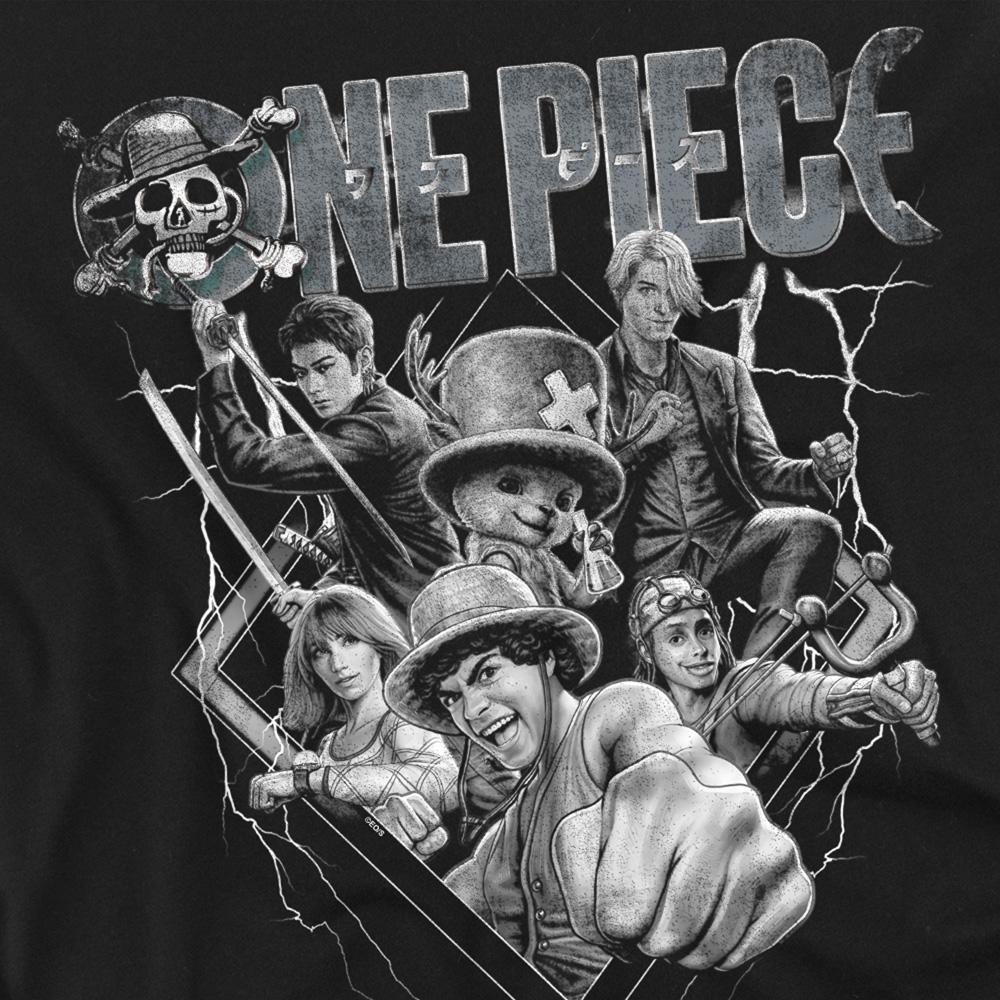 Black - Side - One Piece Unisex Adult Straw Hat Crew Heavy Metal Long-Sleeved T-Shirt