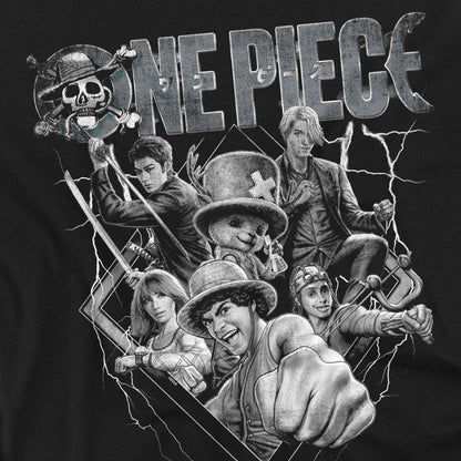 Black - Side - One Piece Unisex Adult Straw Hat Crew Heavy Metal Long-Sleeved T-Shirt