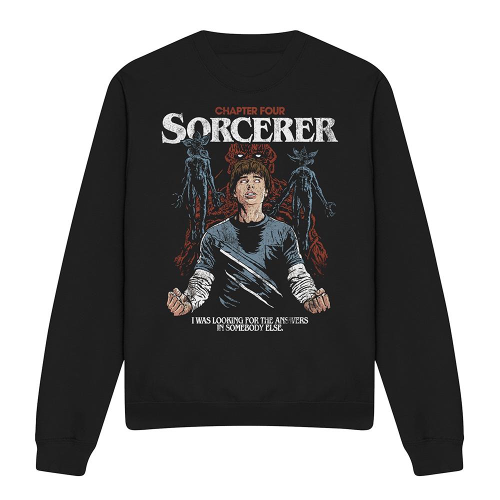 Black - Front - Stranger Things Unisex Adult The Sorcerer Will Sweatshirt