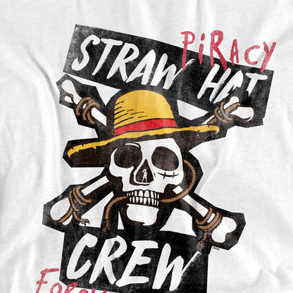 White - Side - One Piece Unisex Adult Straw Hat Crew Long-Sleeved T-Shirt