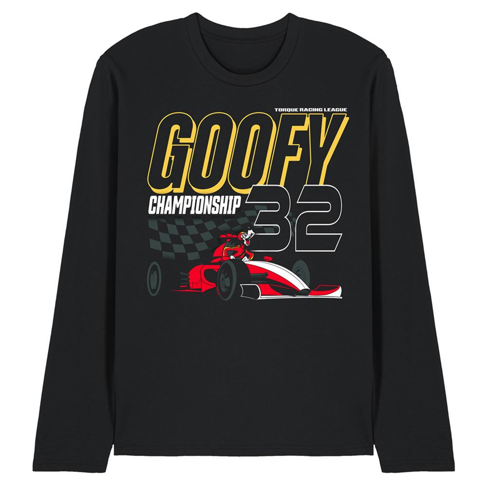 Black - Front - Disney Unisex Adult Goofy Racing Monaco Long-Sleeved T-Shirt