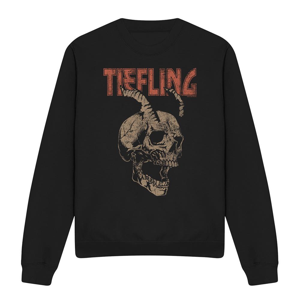 Black - Front - Dungeons & Dragons Unisex Adult Tiefling Skull Horns Sweatshirt