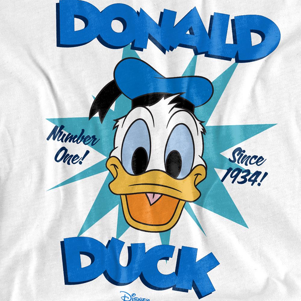 White - Side - Disney Childrens-Kids Donald Duck Face Stars T-Shirt