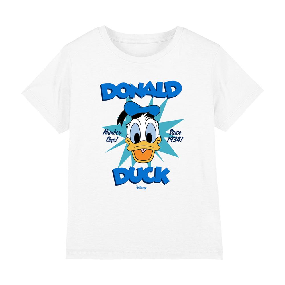 White - Front - Disney Childrens-Kids Donald Duck Face Stars T-Shirt