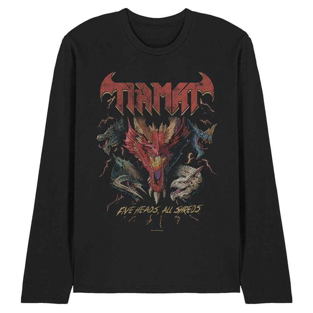 Black - Front - Dungeons & Dragons Unisex Adult Five Heads Tiamat Dragon Long-Sleeved T-Shirt