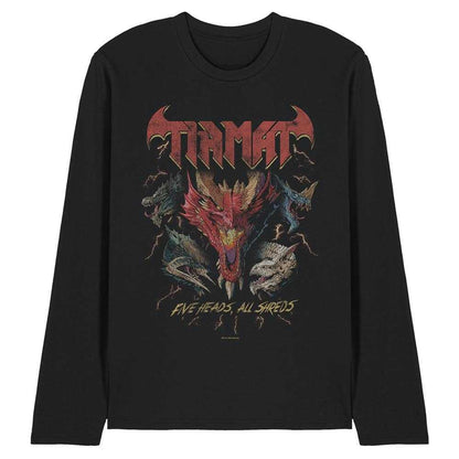 Black - Front - Dungeons & Dragons Unisex Adult Five Heads Tiamat Dragon Long-Sleeved T-Shirt