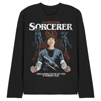 Black - Front - Stranger Things Unisex Adult The Sorcerer Long-Sleeved T-Shirt