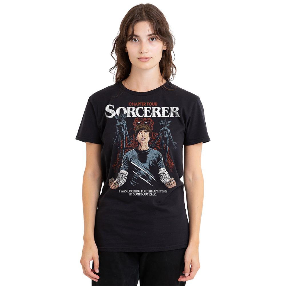 Black - Back - Stranger Things Womens-Ladies The Sorcerer T-Shirt
