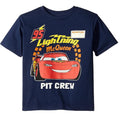 Navy - Front - Cars Boys Pit Crew Lightning McQueen T-Shirt