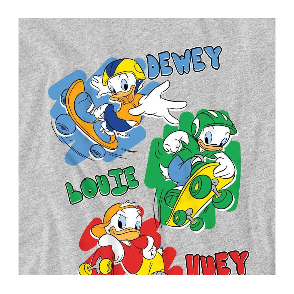 Athletic Heather - Side - DuckTales Childrens-Kids Huey Dewey Louie Skateboard Sweatshirt