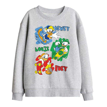 Athletic Heather - Front - DuckTales Childrens-Kids Huey Dewey Louie Skateboard Sweatshirt