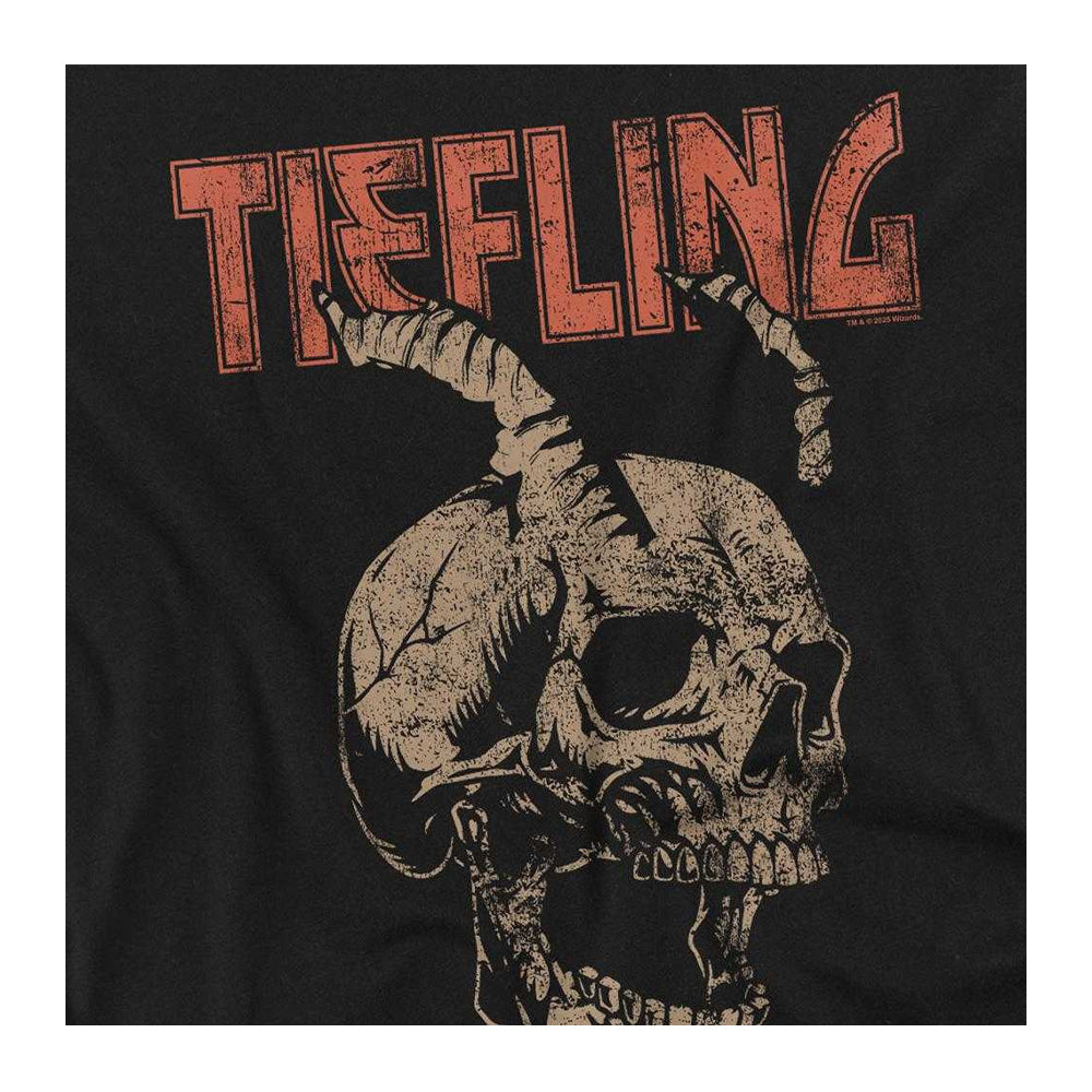 Black - Side - Dungeons & Dragons Unisex Adult Tiefling Skull Horns Long-Sleeved T-Shirt