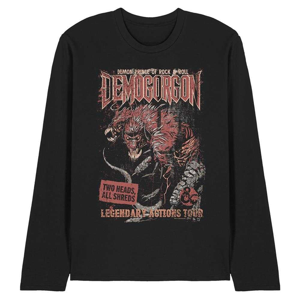 Black - Front - Dungeons & Dragons Unisex Adult Demogorgon Tour Long-Sleeved T-Shirt