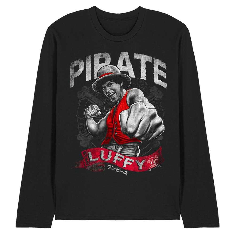 Black - Front - One Piece Unisex Adult Luffy Pirate Long-Sleeved T-Shirt