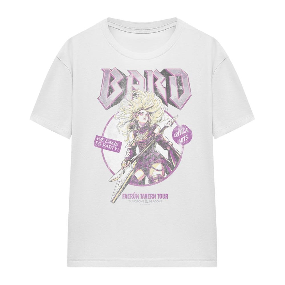 White - Front - Dungeons & Dragons Womens-Ladies Bard Glam Rock Tour T-Shirt