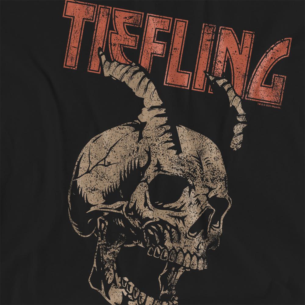Black - Side - Dungeons & Dragons Womens-Ladies Tiefling Skull Horns T-Shirt