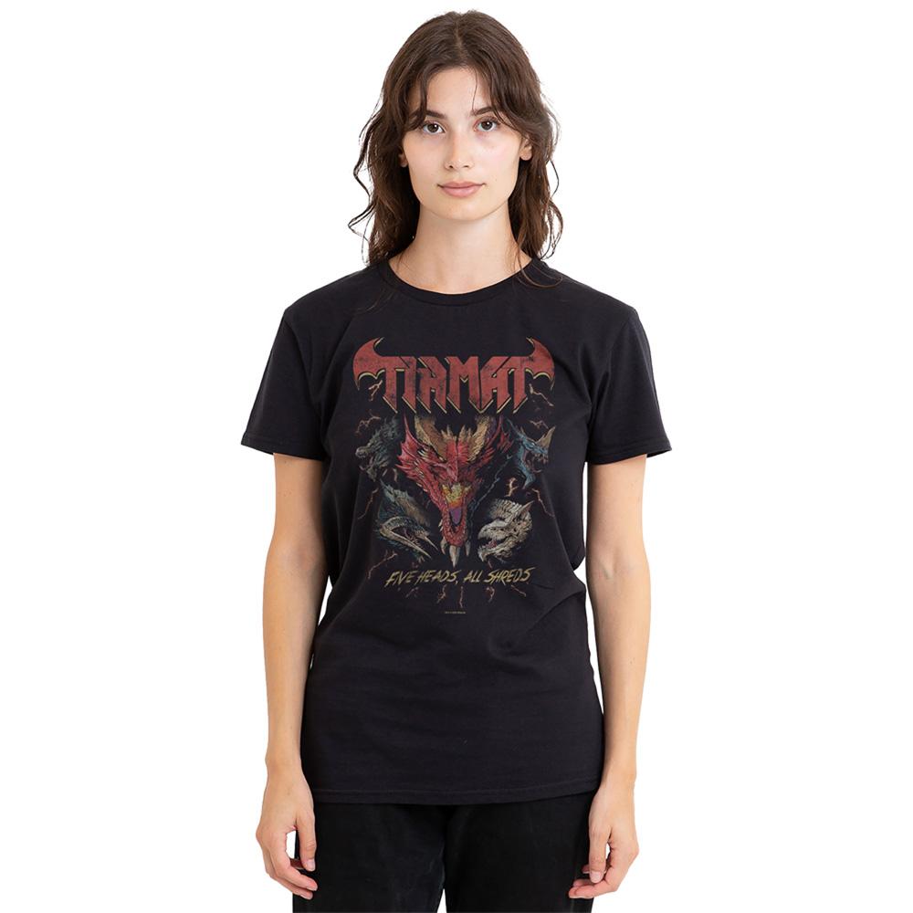 Black - Back - Dungeons & Dragons Womens-Ladies Five Heads Tiamat Dragon T-Shirt