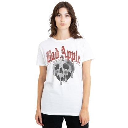 White - Back - Snow White And The Seven Dwarfs Womens-Ladies Bad Apple Skull T-Shirt