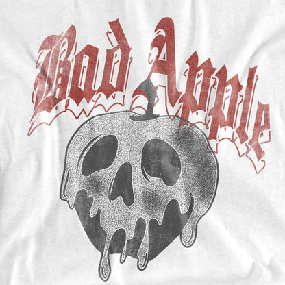 White - Side - Snow White And The Seven Dwarfs Womens-Ladies Bad Apple Skull T-Shirt