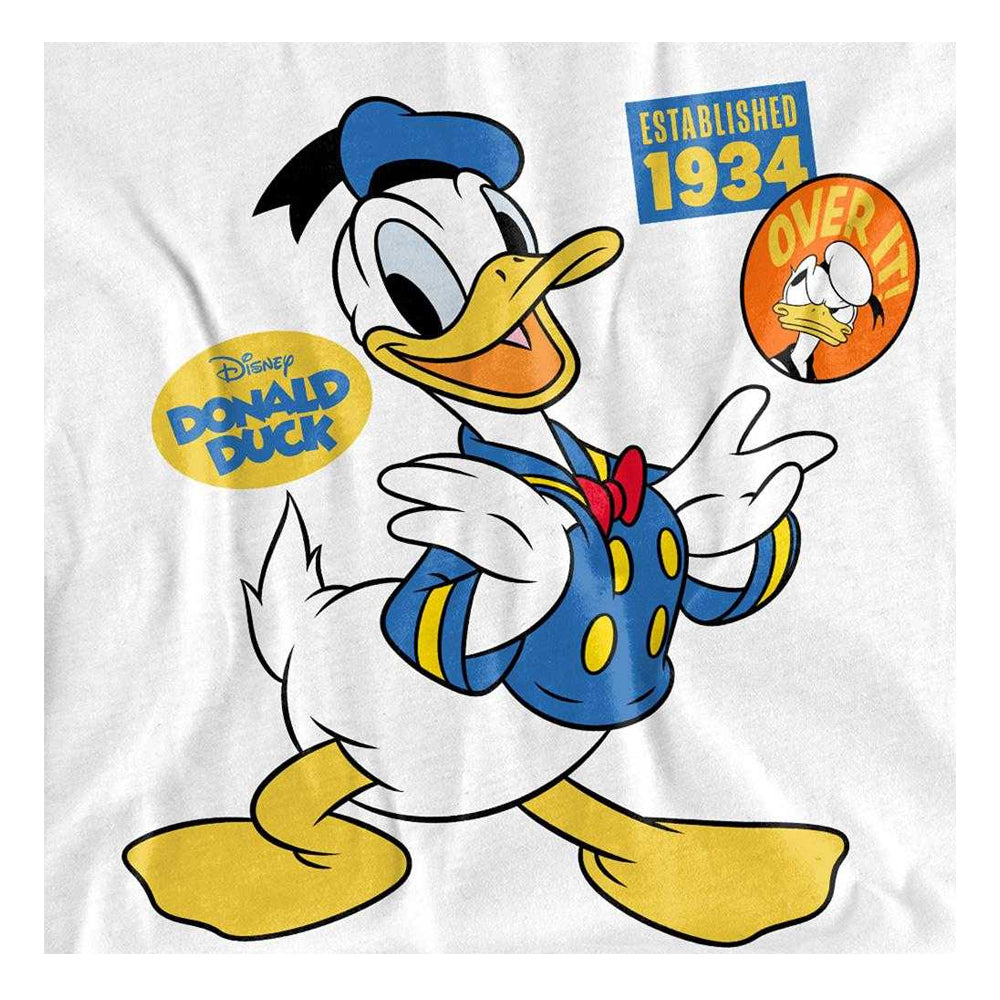 White - Side - Disney Childrens-Kids Donald Duck Badge T-Shirt