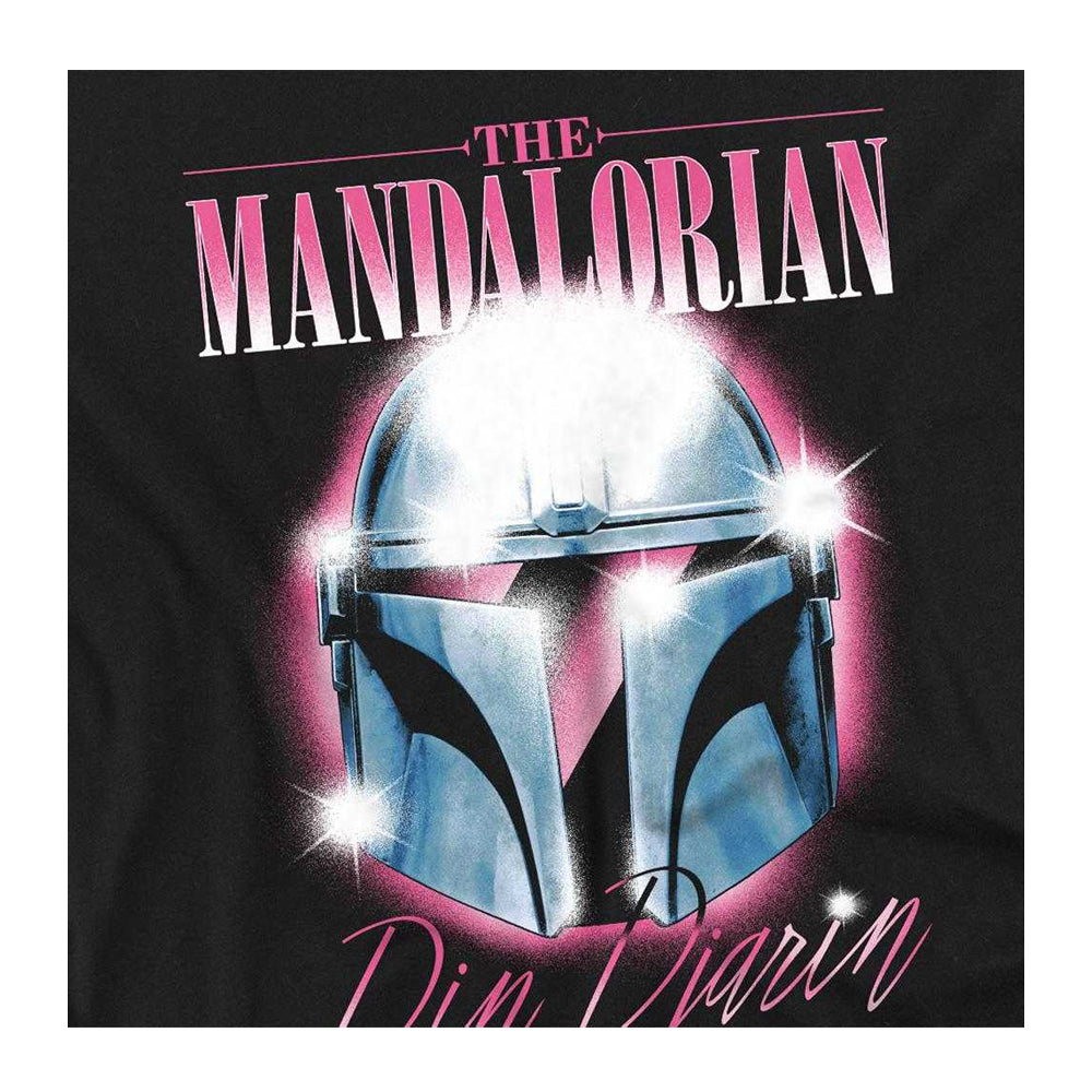 Black - Side - Star Wars: The Mandalorian Unisex Adult Din Djarin 80 S Helmet Long-Sleeved T-Shirt