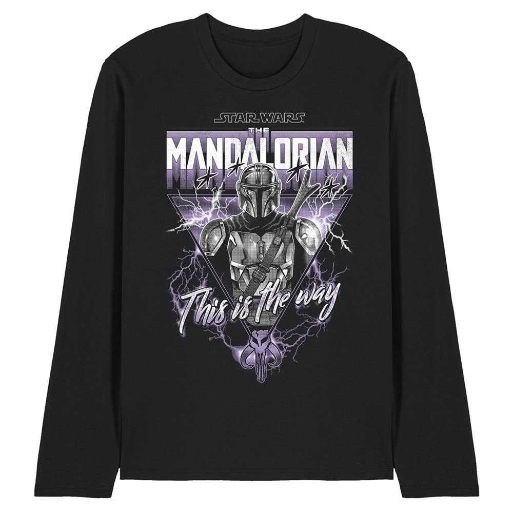 Black - Front - Star Wars: The Mandalorian Unisex Adult This Is The Way Heavy Metal Long-Sleeved T-Shirt
