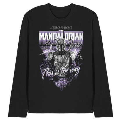 Black - Front - Star Wars: The Mandalorian Unisex Adult This Is The Way Heavy Metal Long-Sleeved T-Shirt