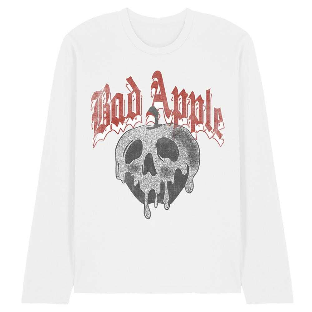 White - Front - Snow White And The Seven Dwarfs Unisex Adult Bad Apple Skull Long-Sleeved T-Shirt