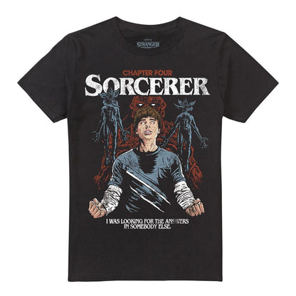 Black - Front - Stranger Things Unisex Adult The Sorcerer Will T-Shirt