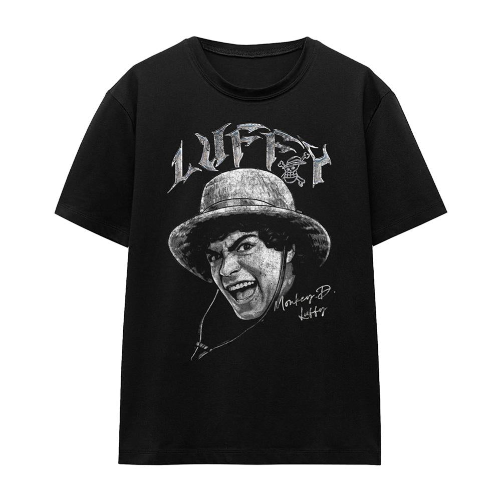 Black - Front - One Piece Womens-Ladies Luffy Heavy Metal T-Shirt