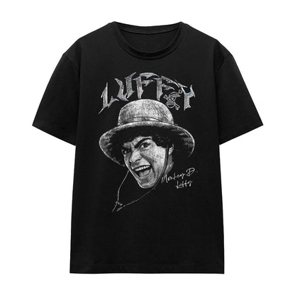 Black - Front - One Piece Womens-Ladies Luffy Heavy Metal T-Shirt