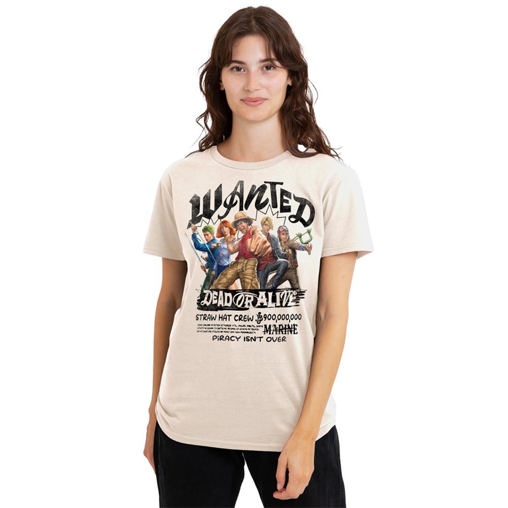 Natural - Lifestyle - One Piece Womens-Ladies Crew Dead Or Alive Straw Hat T-Shirt