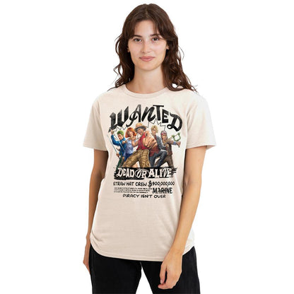 Natural - Lifestyle - One Piece Womens-Ladies Crew Dead Or Alive Straw Hat T-Shirt