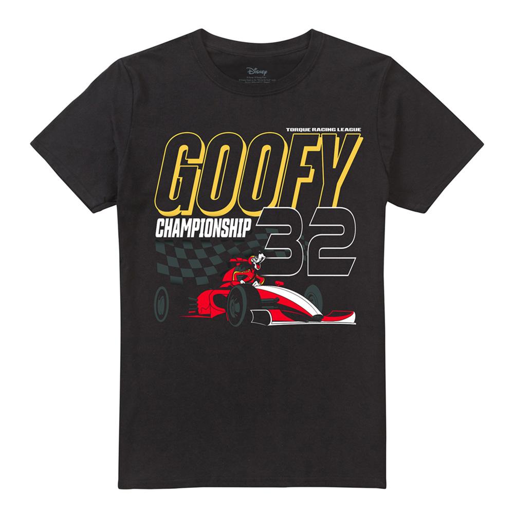 Black - Front - Disney Unisex Adult Monaco Goofy Racing T-Shirt