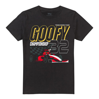 Black - Front - Disney Unisex Adult Monaco Goofy Racing T-Shirt