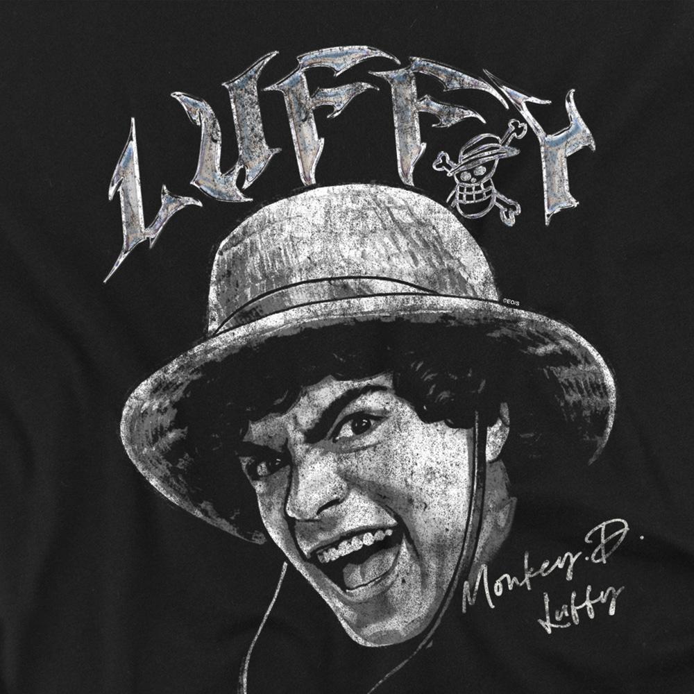 Black - Side - One Piece Unisex Adult Luffy Heavy Metal T-Shirt