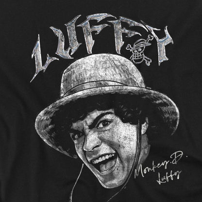 Black - Side - One Piece Unisex Adult Luffy Heavy Metal T-Shirt