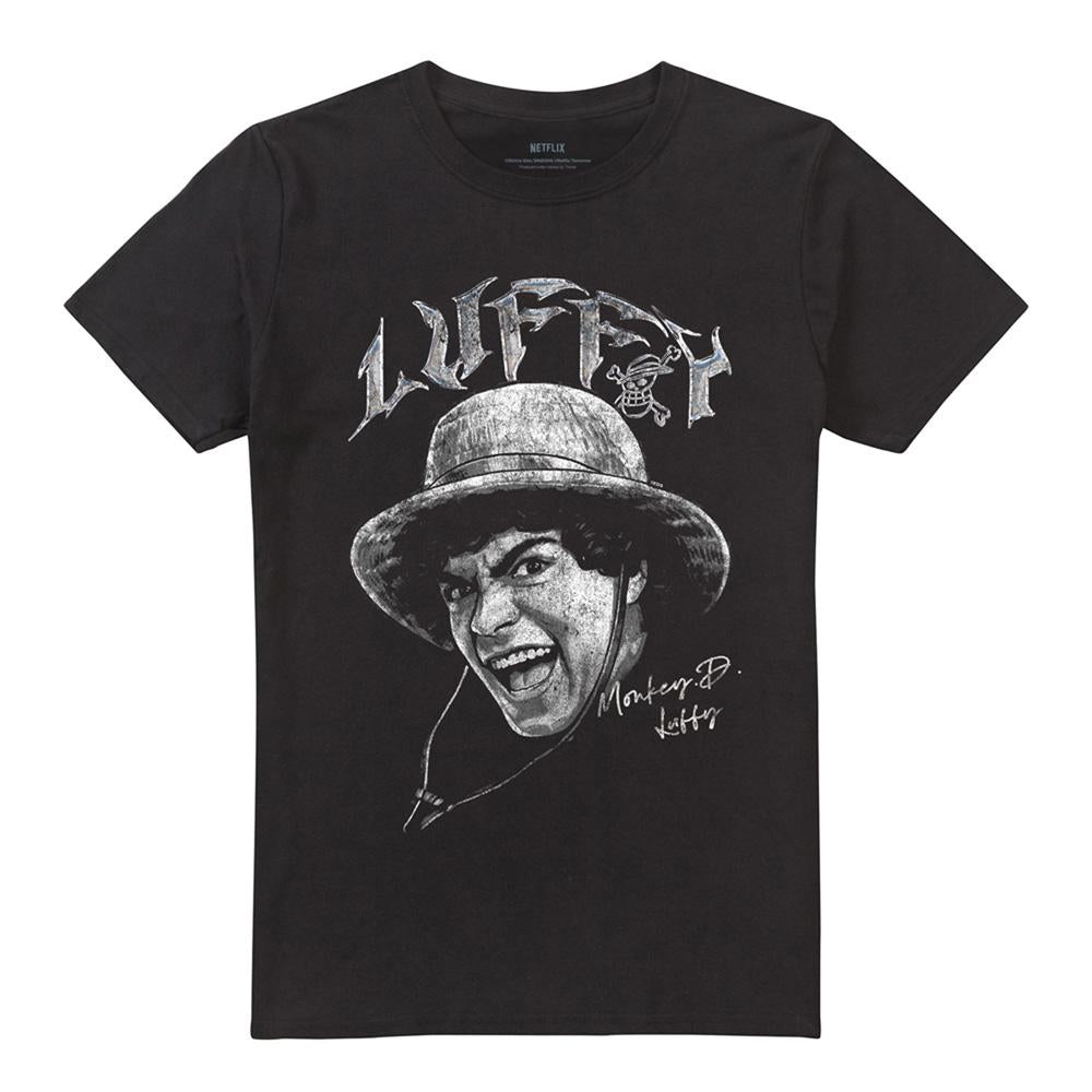 Black - Front - One Piece Unisex Adult Luffy Heavy Metal T-Shirt