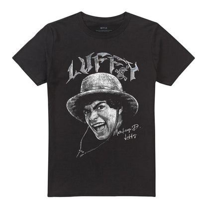 Black - Front - One Piece Unisex Adult Luffy Heavy Metal T-Shirt