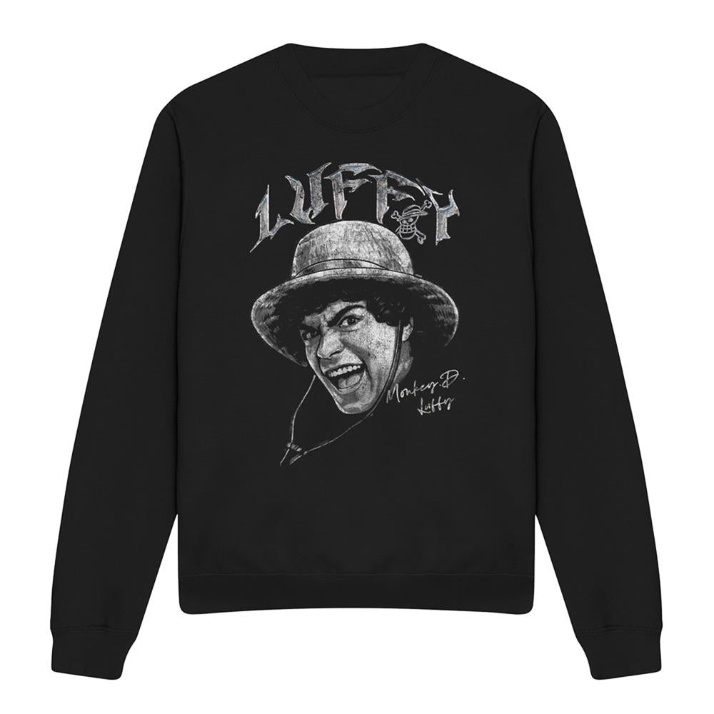 Black - Front - One Piece Unisex Adult Luffy Heavy Metal Sweatshirt