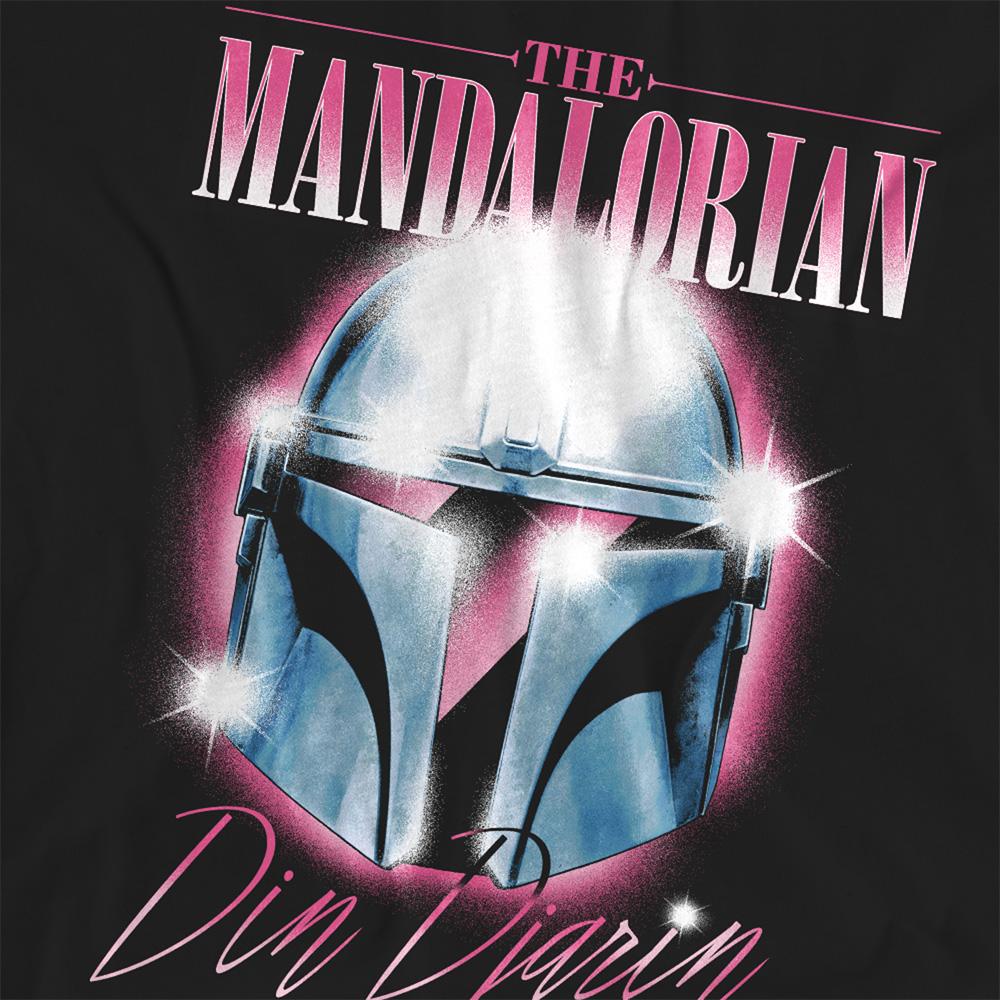 Black - Side - Star Wars: The Mandalorian Womens-Ladies Din Djarin 80 S Helmet T-Shirt