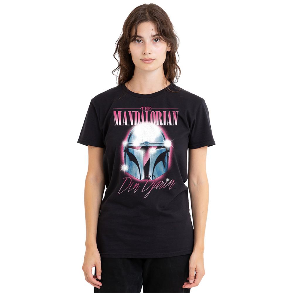 Black - Lifestyle - Star Wars: The Mandalorian Womens-Ladies Din Djarin 80 S Helmet T-Shirt