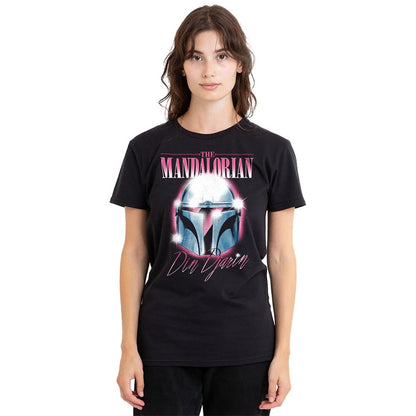 Black - Lifestyle - Star Wars: The Mandalorian Womens-Ladies Din Djarin 80 S Helmet T-Shirt