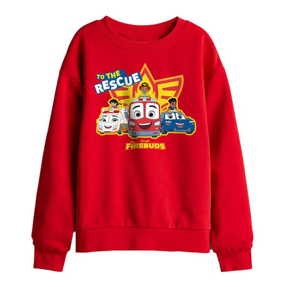 Red - Front - Firebuds Childrens-Kids To The Rescue Sweatshirt