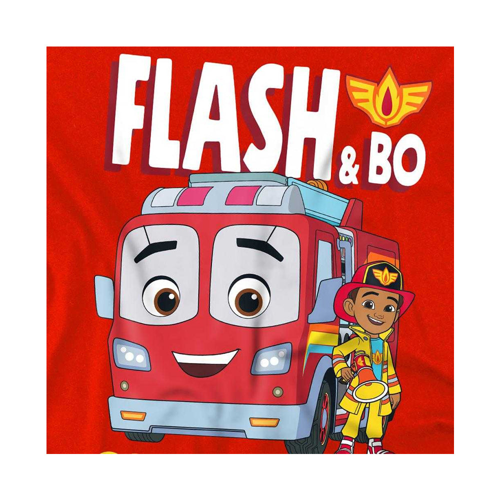 Red - Side - Firebuds Childrens-Kids Flash Fire Engine Sweatshirt