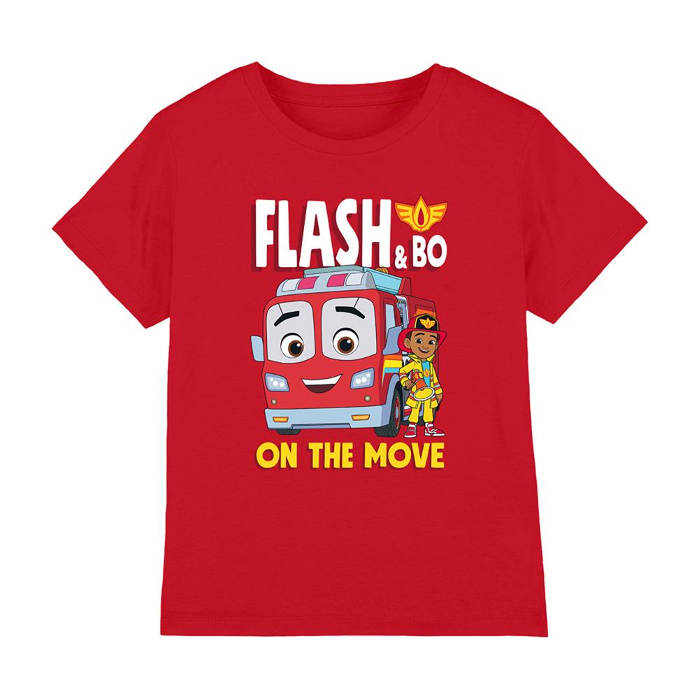 Red - Front - Firebuds Childrens-Kids Flash Fire Engine T-Shirt