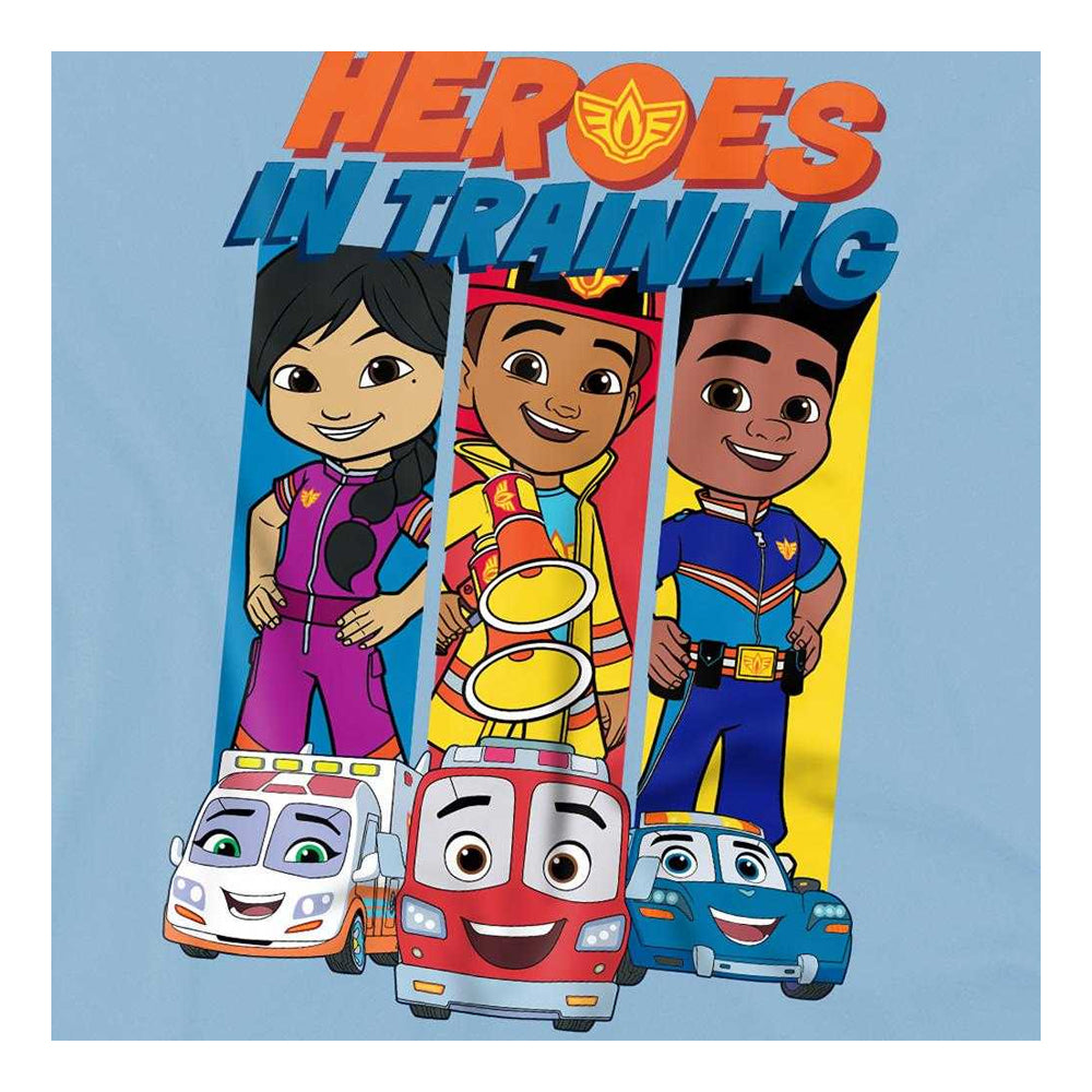 Light Blue - Side - Firebuds Childrens-Kids Heroes In Training T-Shirt