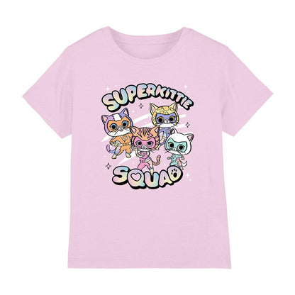 Pink - Front - SuperKitties Childrens-Kids Squad T-Shirt